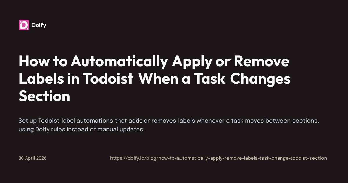 Doify • How to Automatically Apply or Remove Labels in Todoist When a ...